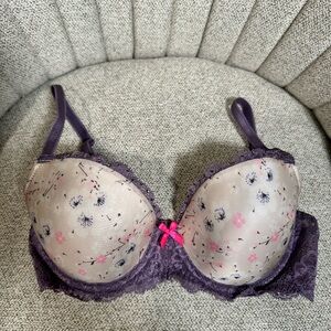 Victoria's Secret l Purple and Cream Underwire Bra with Floral Accents